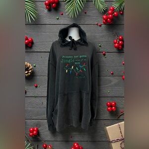 Charcoal Embroidered Jingle Some of the Way Hoodie 100% Cotton L